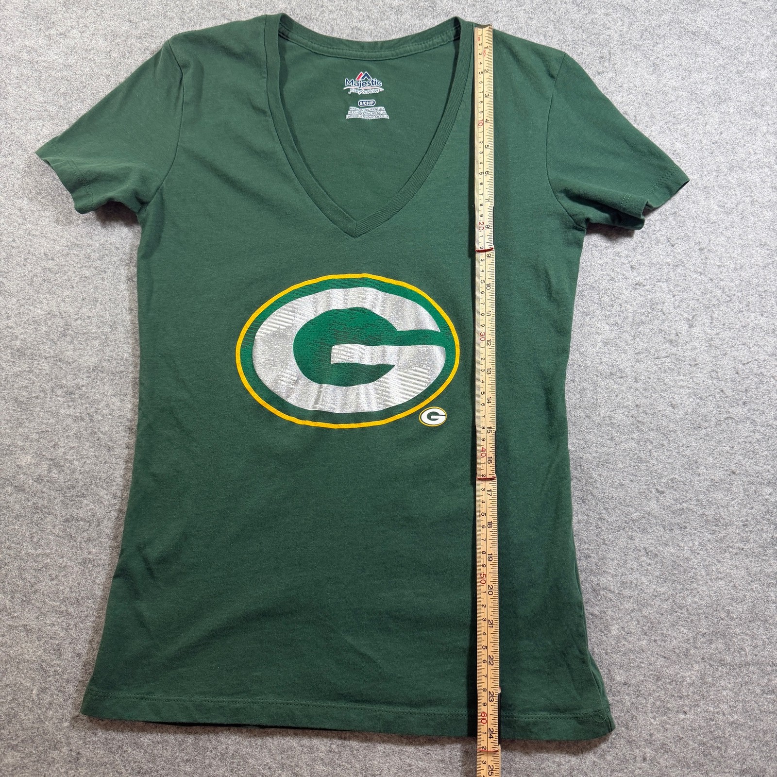 Majestic Green Bay Packers V Neck T Shirt Womens S Green Cotton Slim Fit NFL thumbnail 7