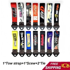 1x Hks Jdm Graffiti Car Trailer Tow Rope Towing Hook Strap Decoration Only