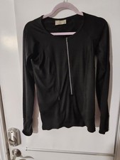 Athleta Women's Black Pacifica Long Sleeve Rashguard 1/2 Zip Shirt Size S