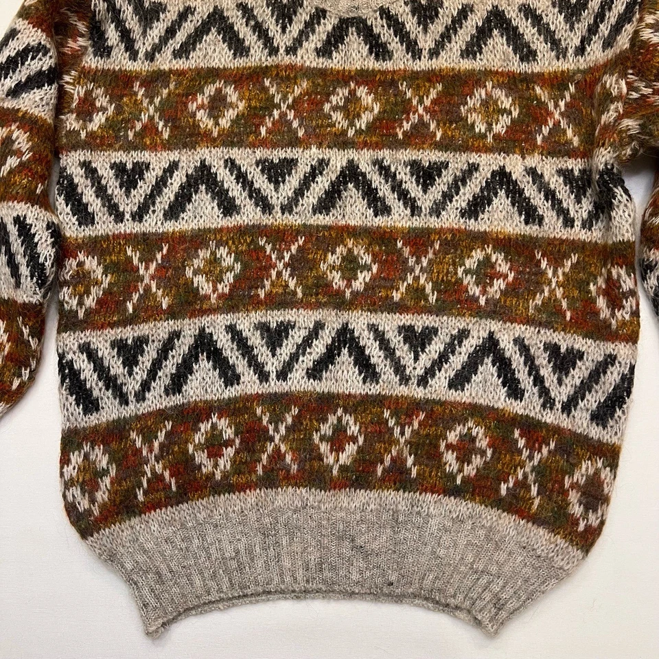Vintage 80s Life Time Fair Isle Geometric Multi-Color Wool Mohair Sweater Size L - Image 4 of 4