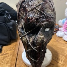 Handcrafted Burlap and Leather Scarecrow Mask. Halloween.