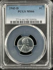 1943-D  1C  Lincoln Wheat One Cent  PCGS MS66  58330916