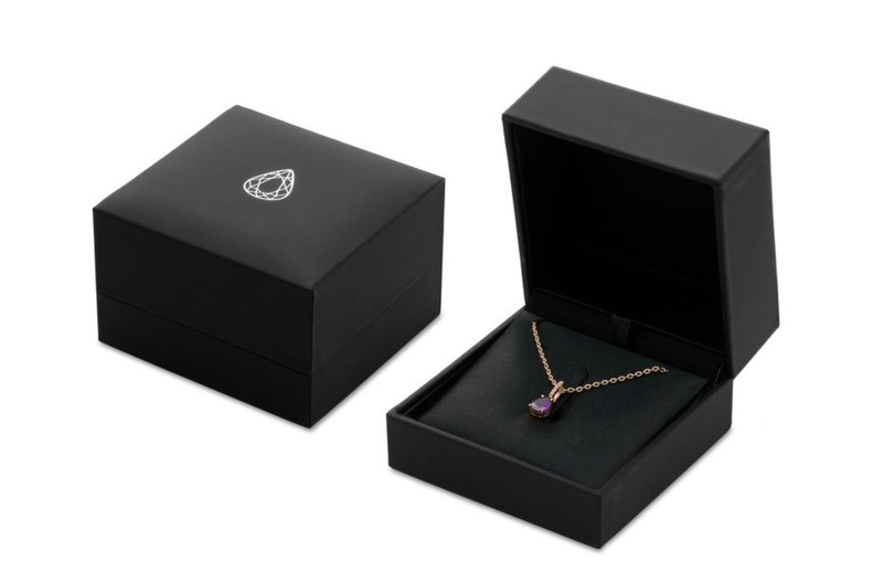 Rose Gold Adjustable Cable Chain Necklace with Pear-Shaped Amethyst Pendant