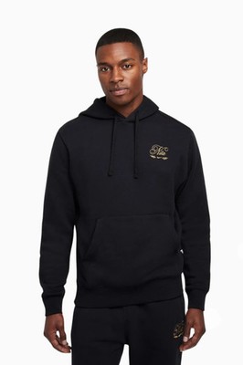 Nike Sportswear Club Hoodie Mens Large Black Cotton Blend Pullover Active DAB188