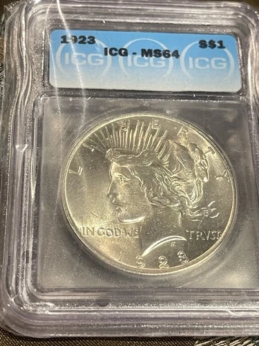 1923 Peace Silver $1 Dollar Coin💎💎💎💎💎ICG MS 64 💎💎💎💎💎