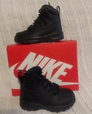 Size 9 Nike Manoa 'Q7 LTR (PS) Boots Black NEw In Box Toddlers Lace Up