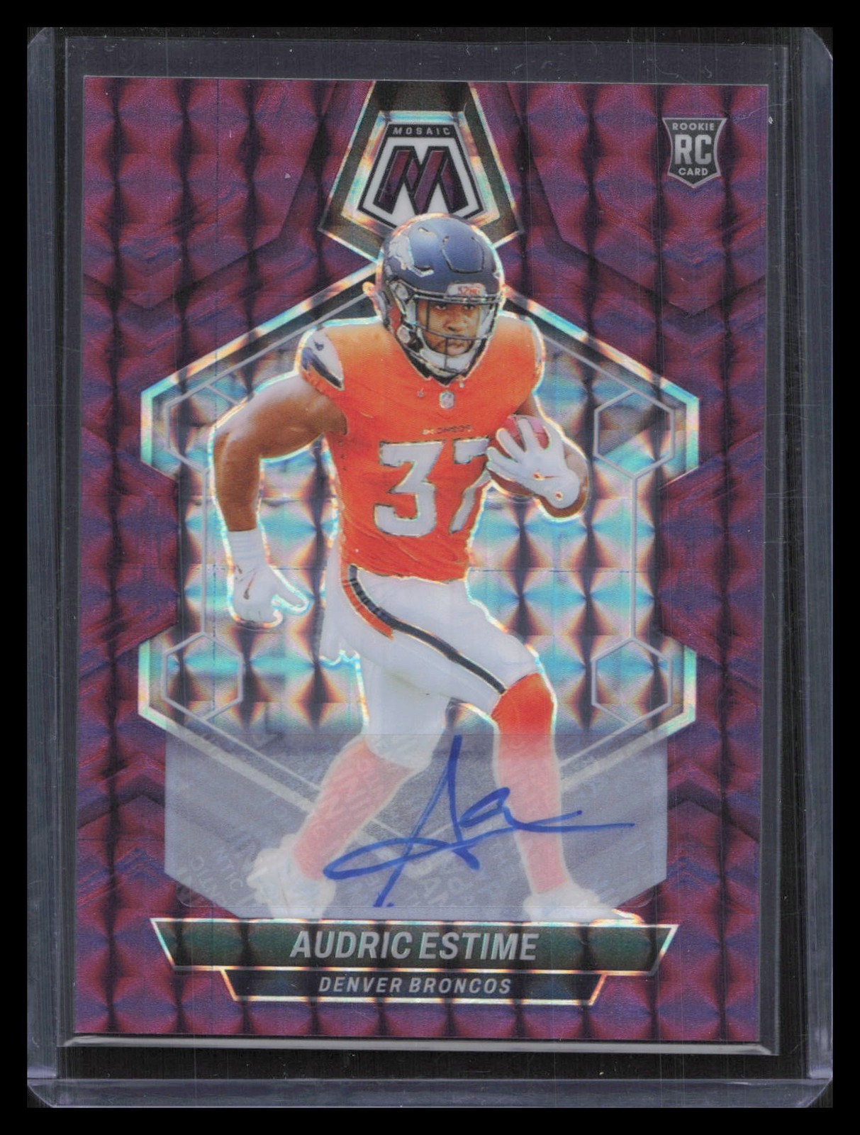 2024 Panini Mosaic #392 Audric Estime Rookie Autographs Mosaic Purple #/49