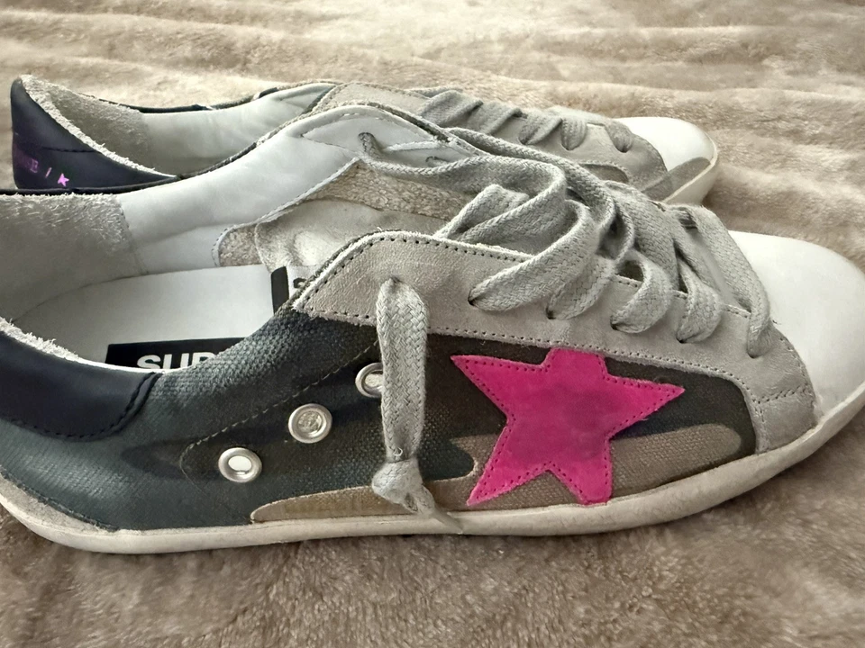 Size 39- Golden Goose Superstar Black/Camouflage/Fuchsia - Image 3 of 4
