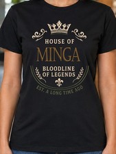 Minga Family Name Ladies Black T-Shirt Heritage Gift S-2XL