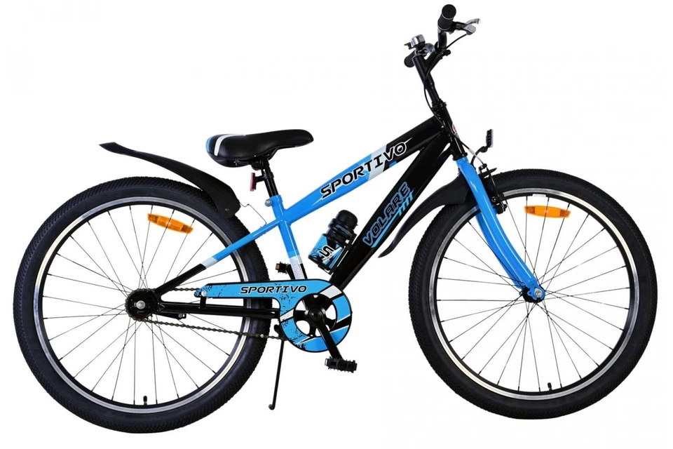 Volare Sportivo Kinderfahrrad für Jungen - 24 Zoll in Schwarz Blau für Kinder vo