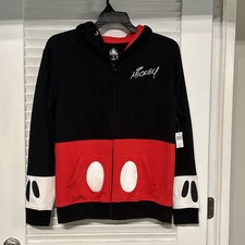 Mickey Mouse Disney Size Sm Full Zip Up Embroidered Hoodie Sweatshirt NWT