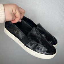 Vince Blair Black Snake Embossed Leather Slip On Sneakers Women 7.5 M EUR 37.5