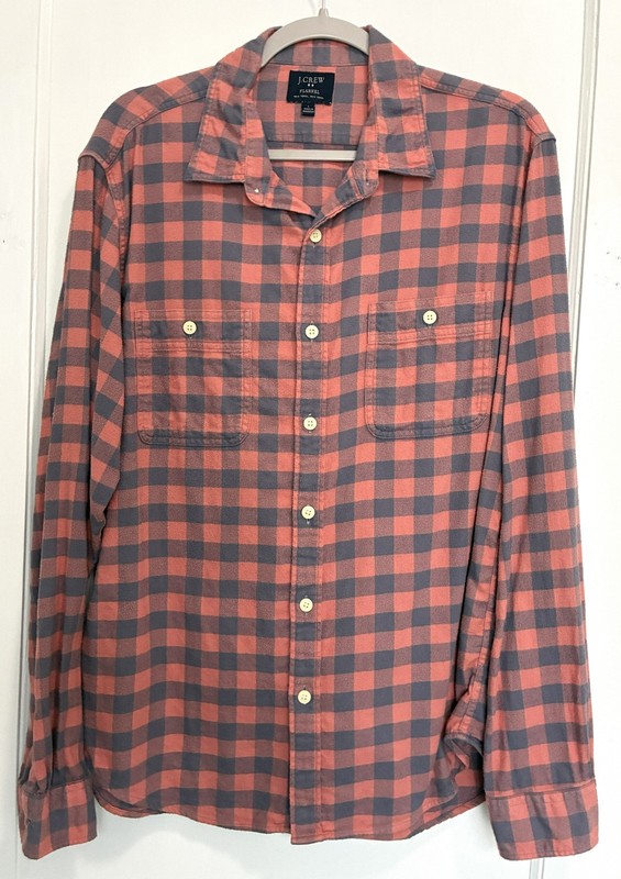 MENS VINTAGE J. CREW COTTON FLANNEL LONG SLEEVE SHIRT SIZE L.