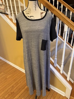 Lularoe 2XL Carly High Low Dress Gray With Black Sleeves Swing Dress