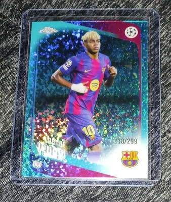 Lamine Yamal 2025 Topps Chrome UEFA Teal Mini Diamonds /299 Barcelona CCL