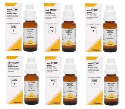ADEL 5 Acidity & Stomach Drops Pack of 6 Natural Homeopathic Support