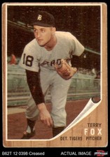 1962 Topps #196 Terry Fox Green Tint Tigers RARE VARIATION 1 - POOR