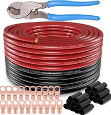 4 Gauge 100FT CCA Power Ground Wire Kit with Lugs Heat Shrink Tube Cutter h2 4 G