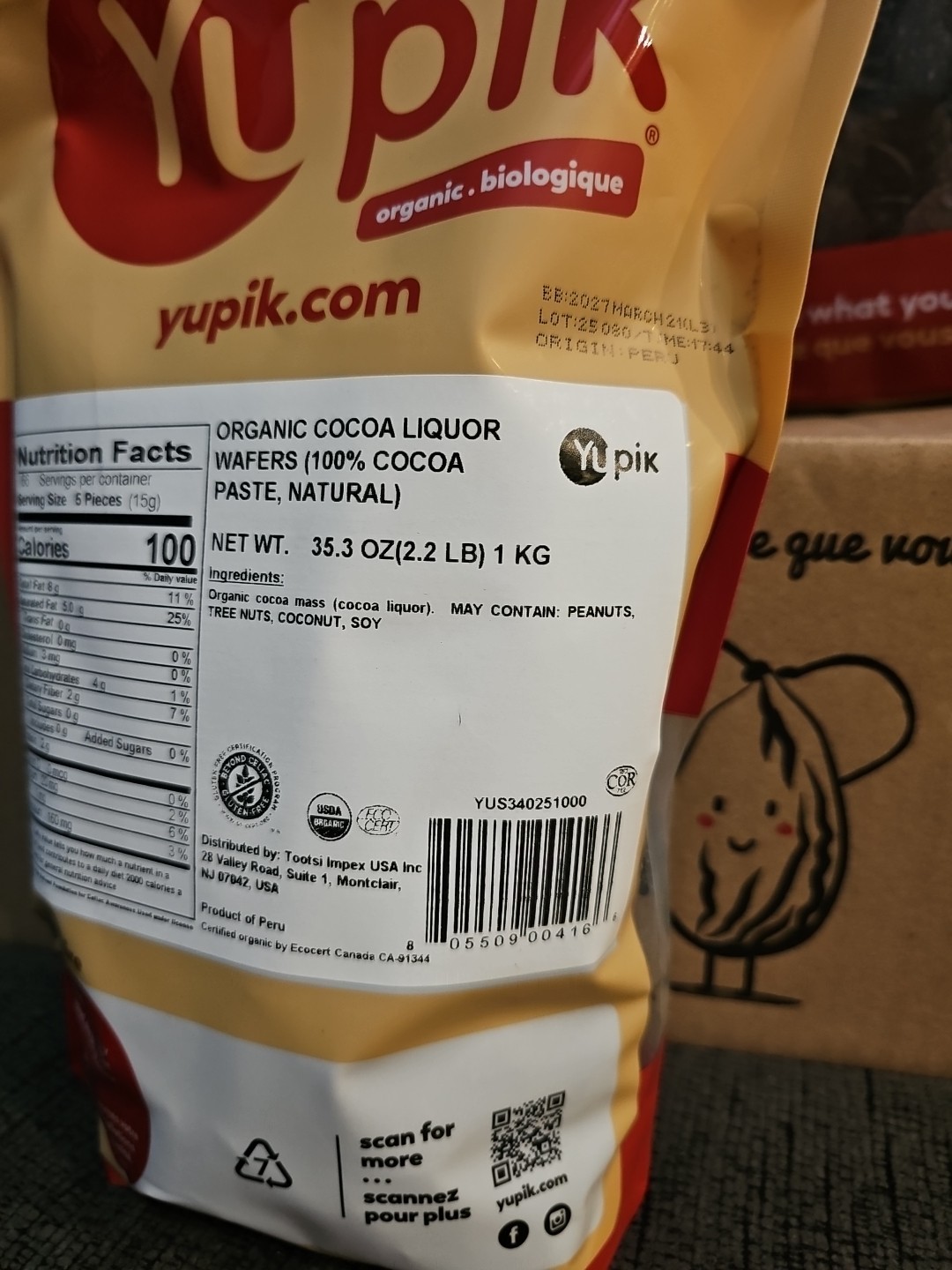 Lot Of 6 Bags Of Yupik Organic Cocoa Liquor Wafers