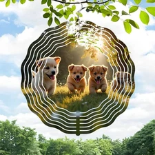 Vibrant Metal Hanging Wind Spinners & Chimes - Dynamic Circular Design for Yard