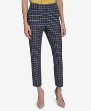 Tommy Hilfiger Womens Casual Plaid Print Slim Fit Ankle Pants Navy Size 10 NWT