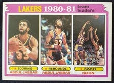 1981 Los Angeles Lakers Kareem Abdul-Jabbar Norm Nixon Team NBA Topps Card #55