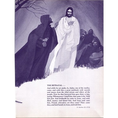 The Betrayal St. Matthew 26: 47-50 1970s Poem Retro Kitsch Wall Art SH4