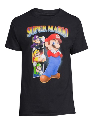 NEU - Herren Nintendo SUPER MARIO Classic Videospiel Grafik T-Shirt, Schwarz, M - Bild 5 von 5
