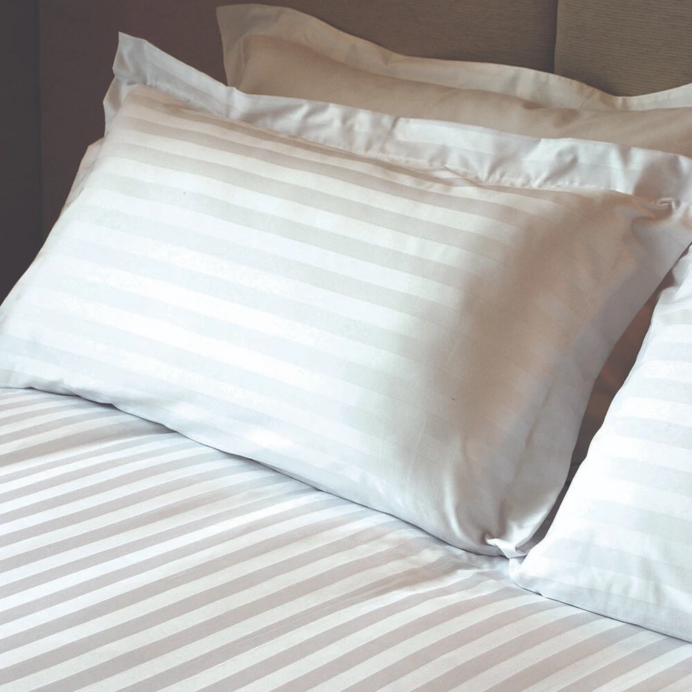 2x Jason Commercial Satin Stripe King Easy Care Pillow Case