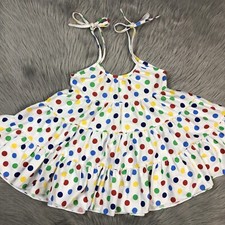 Vintage Toddler Girls Her Majesty Polka Dot Tiered Shoulder Tie Dress