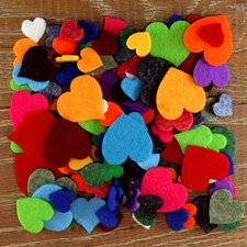 Over 100 Mixed 3mm Felt Heart Shapes 2-4cm Choose From 11 Colour Options