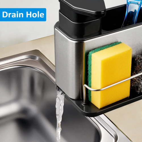 ✨ Dish Soap Dispenser, 3-In-1 Sponge and Brush Holder, Caddy, Stainless Steel Or - Picture 11 of 11