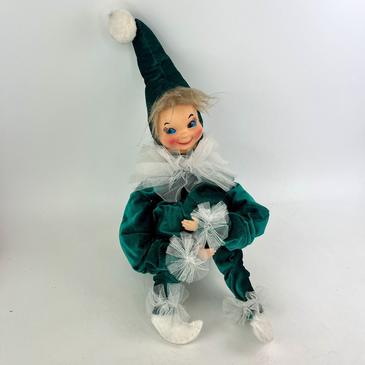 Vtg 1960s Large Posable Pixie Elf Shelf Sitter Knee Hugger