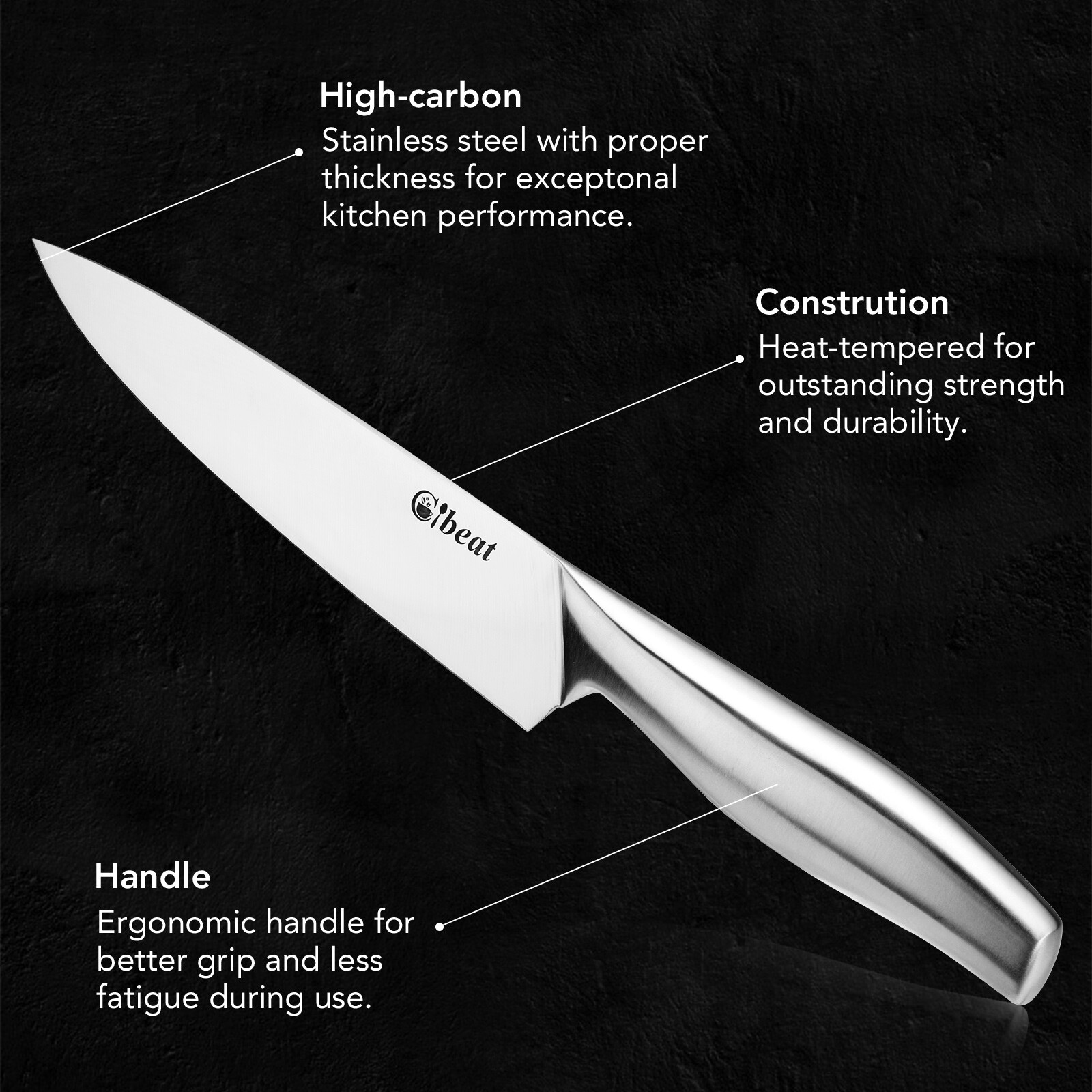 17pcs Kitchen Stainless Steel Knife Set w/ Shears Knifesharpener