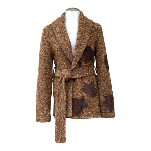 Vintage ETIENNE AIGNER Womens 8 Wool Cashmere Leather Cardigan Sweater Belted - Picture 10 of 24