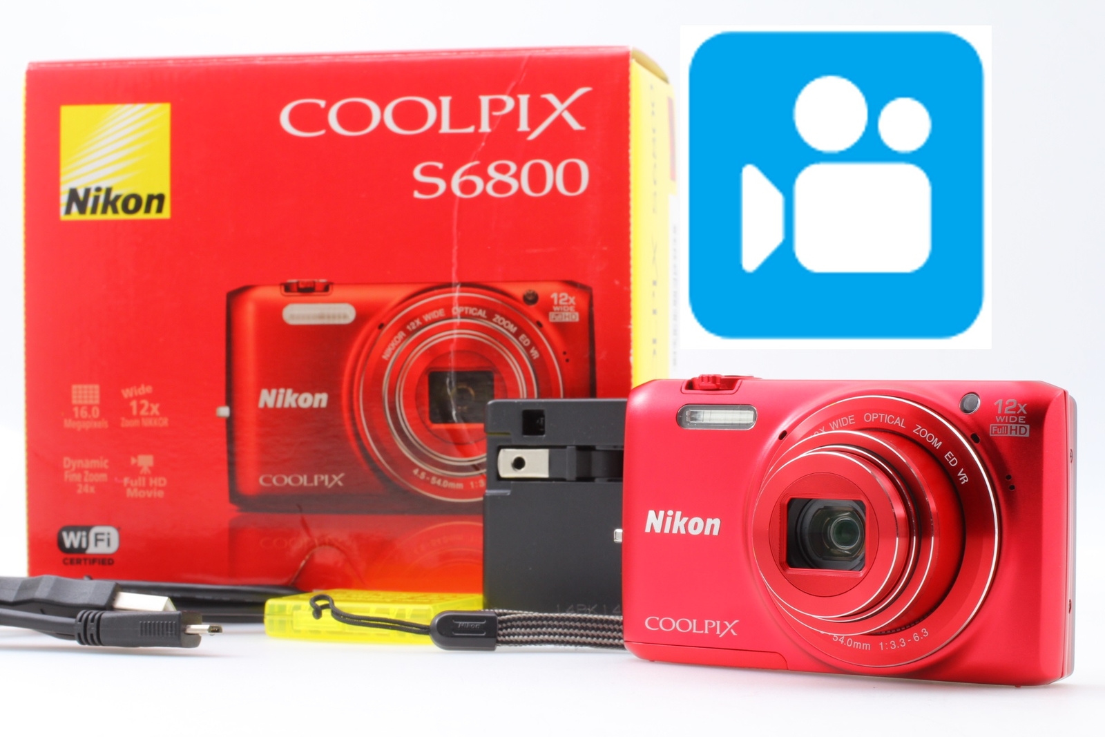 🎦👀[MINT] Nikon COOLPIX S6800 Red 16.0MP 12x Zoom WiFi Digital Camera JAPAN