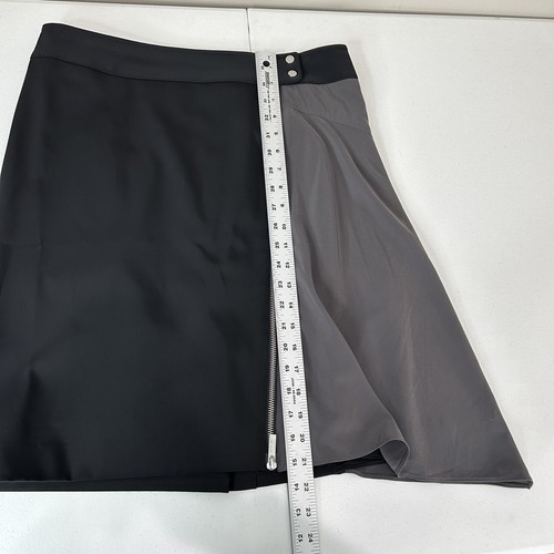 Karen Millen Womens Skirt 10 Black Colorblock A-Line Asymmetric Zip Office Work - Picture 7 of 15