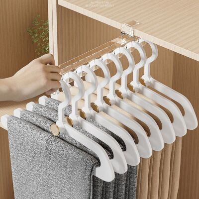 Clear Slide Rail Clothes Pants Hanger Plastic Trouser Rack Hanger Wardrobe  UK