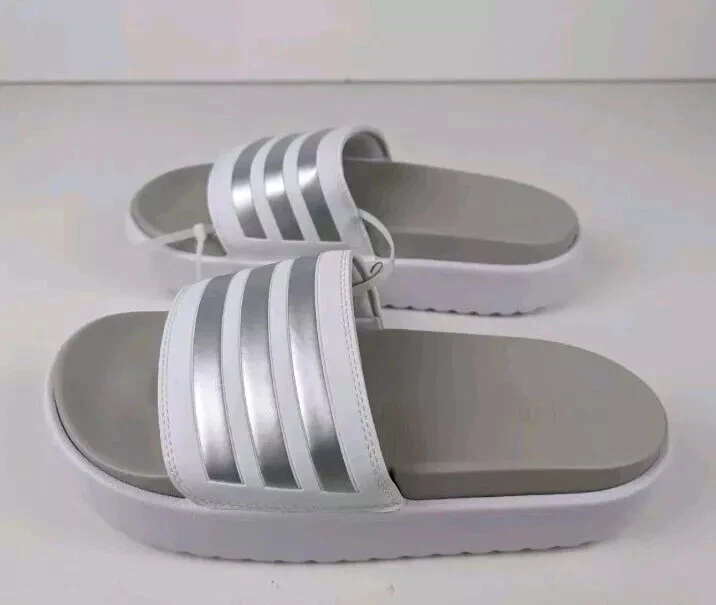 Adidas Sandali Donna Adilette Platform Slides IE9703 Bianco Argento
