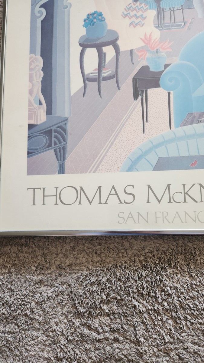 THOMASMcKNIGHT 絵 Vintage Thomas McKnight “ Blue Couch” Framed Art Print | eBay