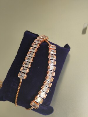  new Delicate bracelet women rose gold colour with stones pack of 2