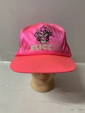 Vintage Retro Pink Satin Hat Rope Cap 1980s Slick 50 Drag Racing NASCAR Engine