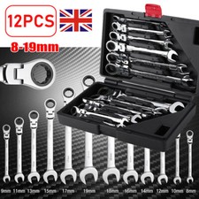 12pcs METRIC SPANNER WRENCH RACHET SET 8-19mm Ring Open Ended Garage Tool +CASE