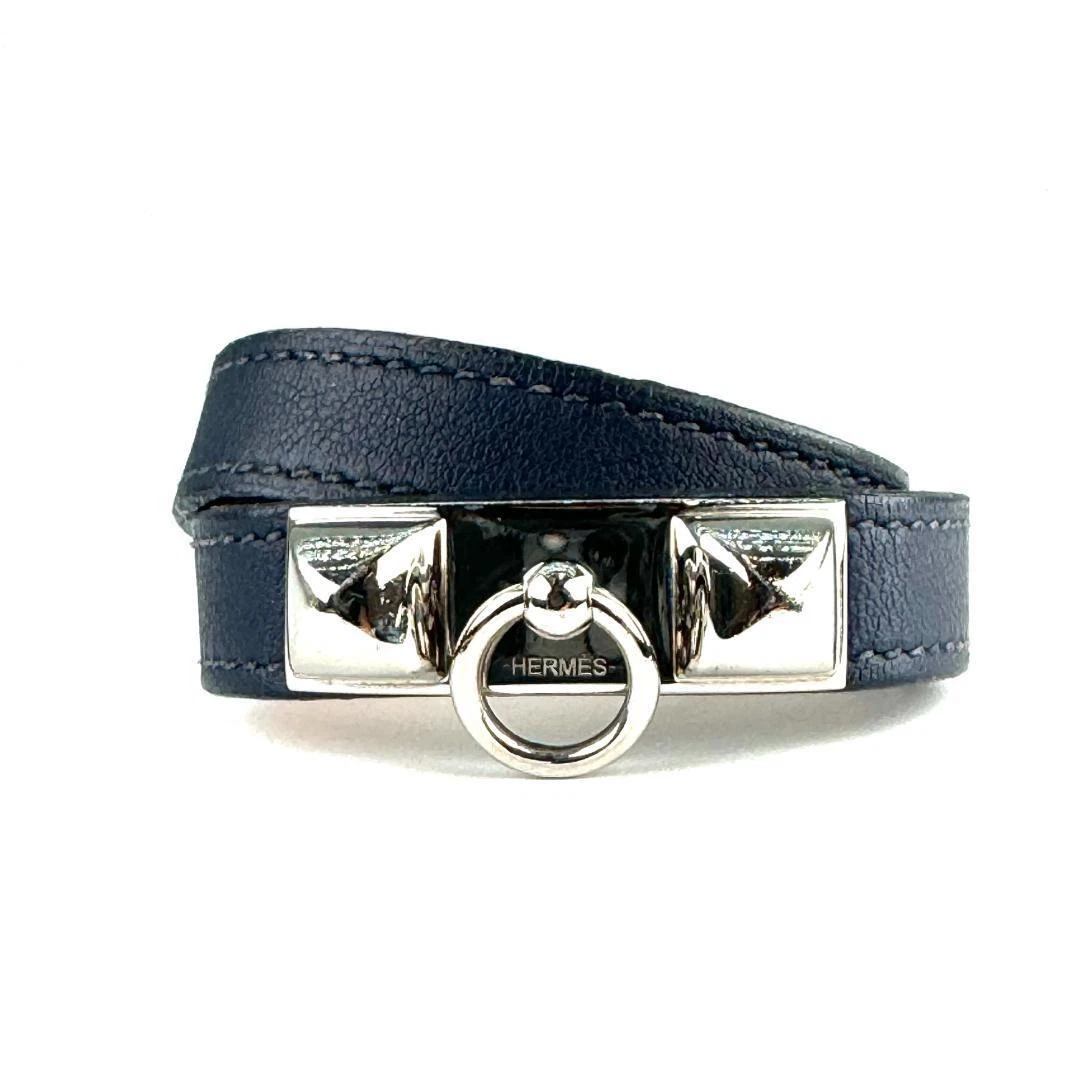 HERMÈS Bracciale Hermes Rivale Cuoio Coryedosiano Nero dal Giappone