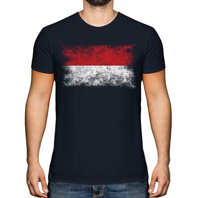 MONACO DISTRESSED FLAG HERREN T-SHIRT OBERTEIL MONÉGASQUE FOOTBALL MONACAN GESCHENK SHIRT