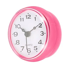 Waterproof Bathroom Shower Clock with Suction Cup Mini Wall Clocks Pink