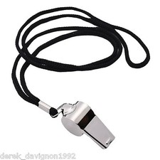 10-PACK Metal Whistle  Lanyard Emergency Survival, Party's Black Lanyard