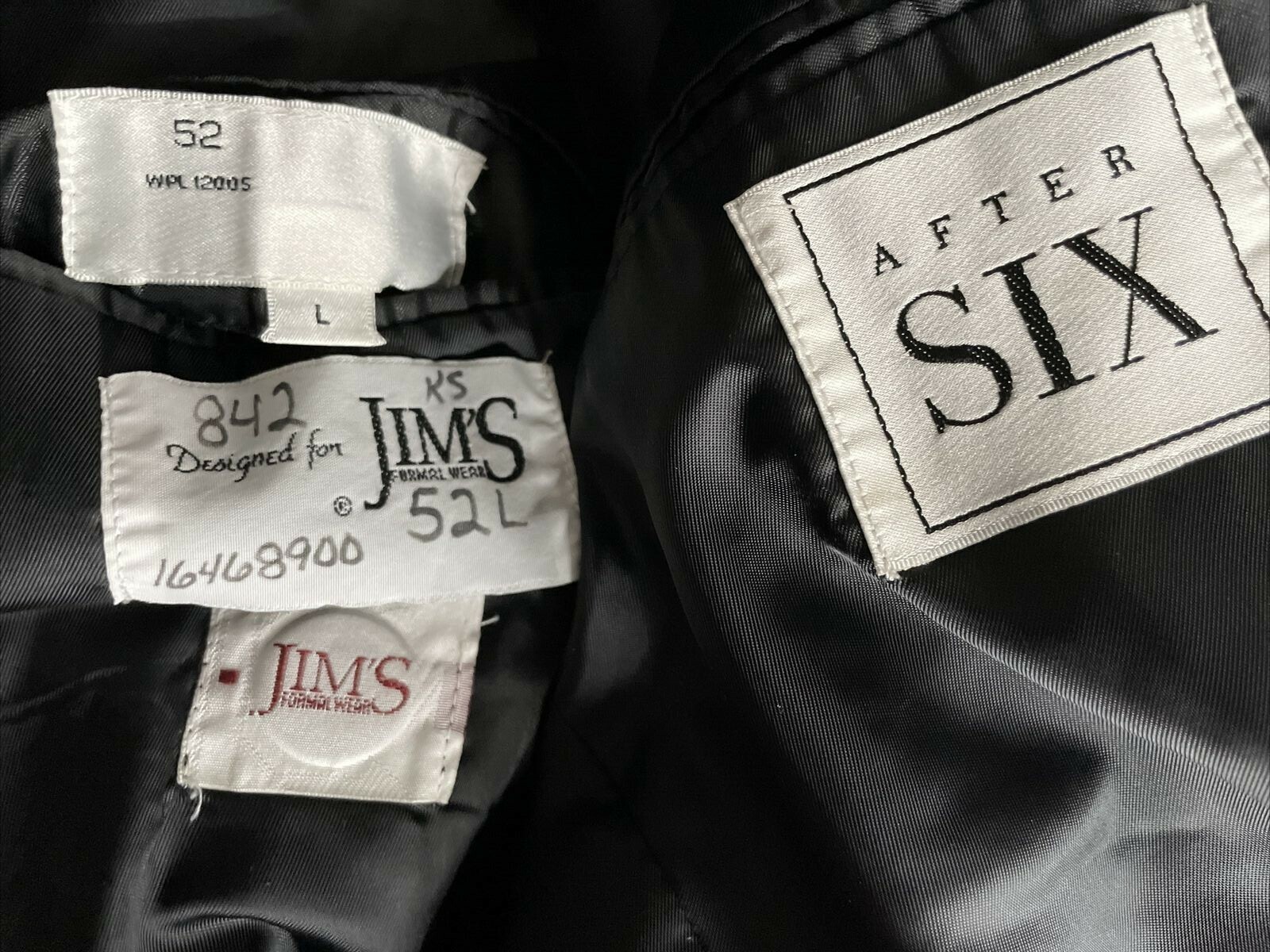 After Six Men's Wool 5 Piece Two Button Black Tuxedo Suit Jacket Size 52L image 10