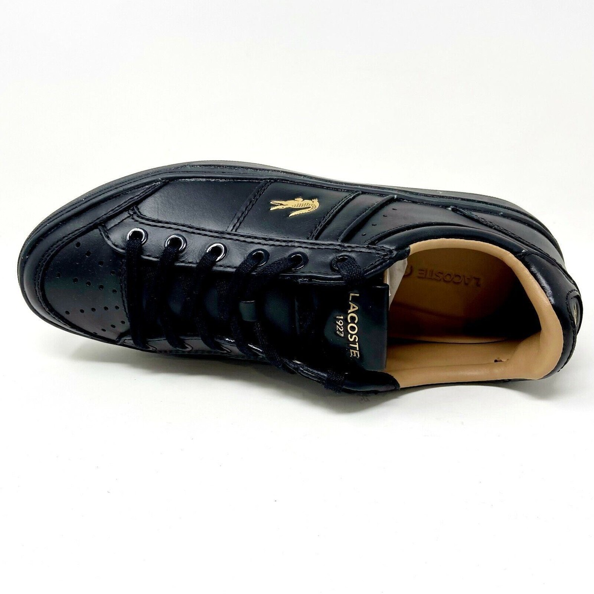 Lacoste Courtline 120 1 US CMA Leather Synthetic Black Mens Size 7 
