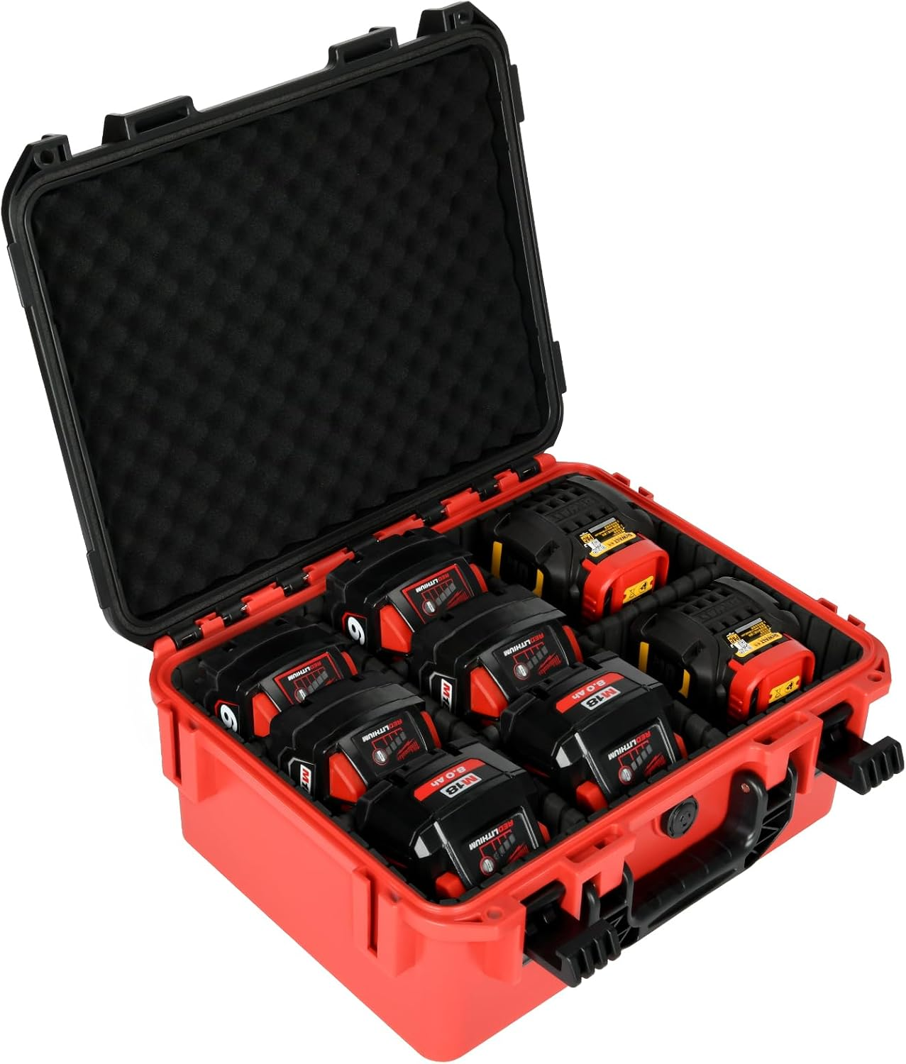 Milwaukee M18 Battery Storage Case - Waterproof Hard Shell Organizer with Carrying Handle
